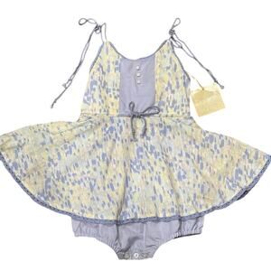 NWT Well Dressed Wolf 4T Watercolor Pastel Skirted Romper Tie Strap Boutique